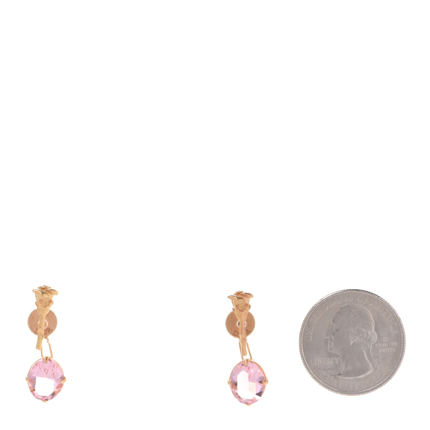 Christian Dior Metal Crystal Dior Dream Drop Earrings Gold Pink 2 of 4