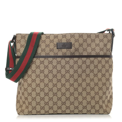 Gucci Monogram Web Medium Flat Messenger Bag Brown 1 of 4