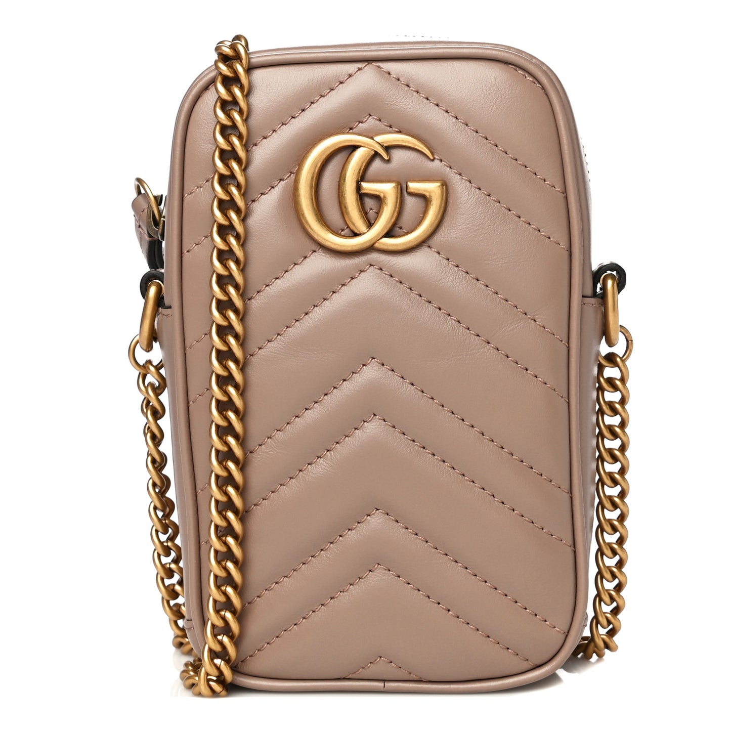 Calfskin Matelasse Mini GG Marmont Crossbody Bag Porcelain Rose