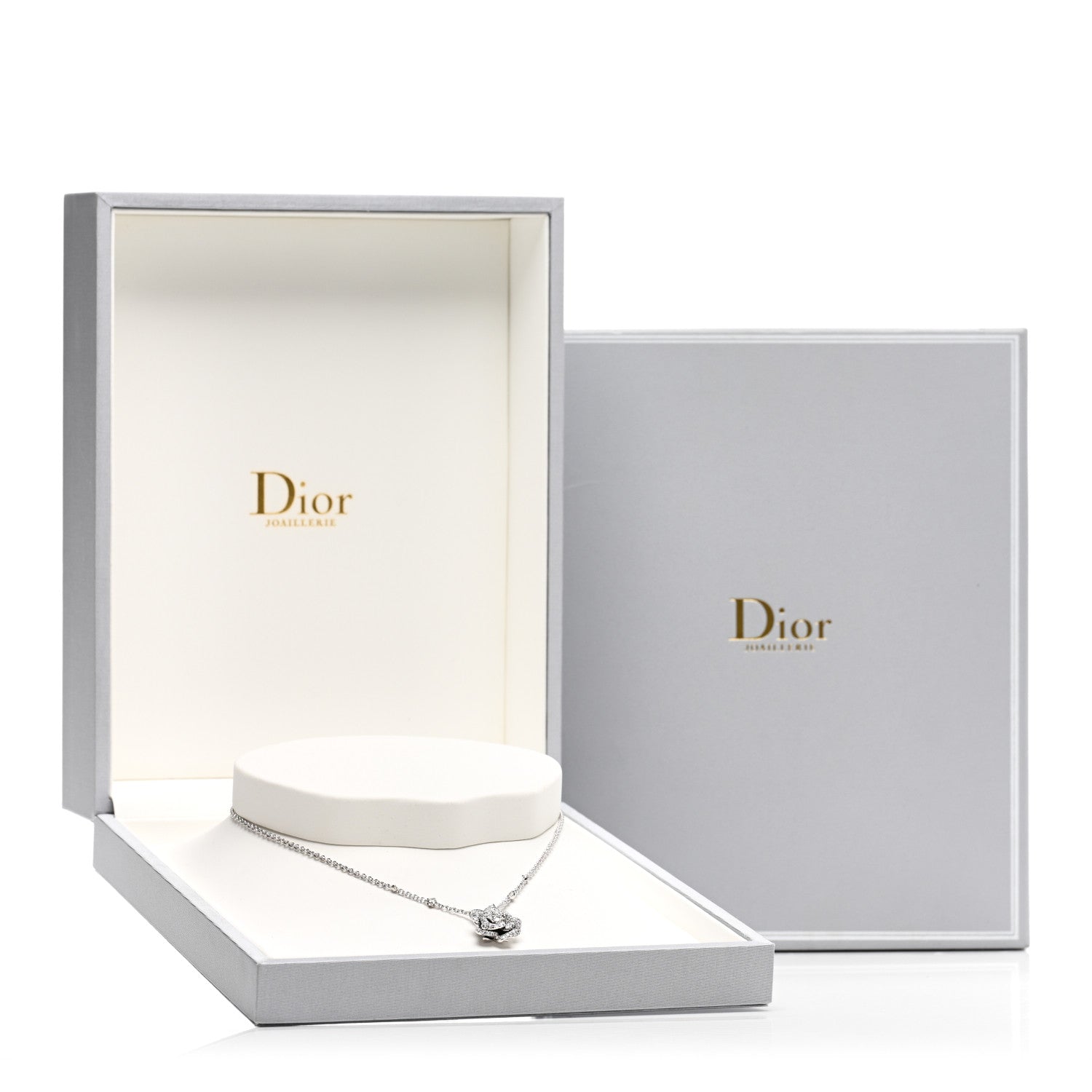 Christian Dior 18K White Gold Diamond Medium Rose Dior Bagatelle Necklace 6 of 6