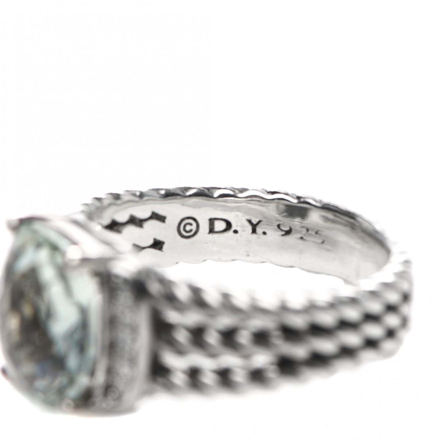 Sterling Silver Diamond Prasiolite 10mm Petite Wheaton Ring 52 6