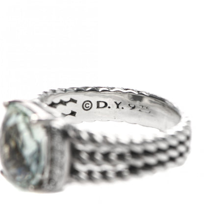 David Yurman Sterling Silver Diamond Prasiolite 10mm Petite Wheaton Ring 52 6 4 of 5