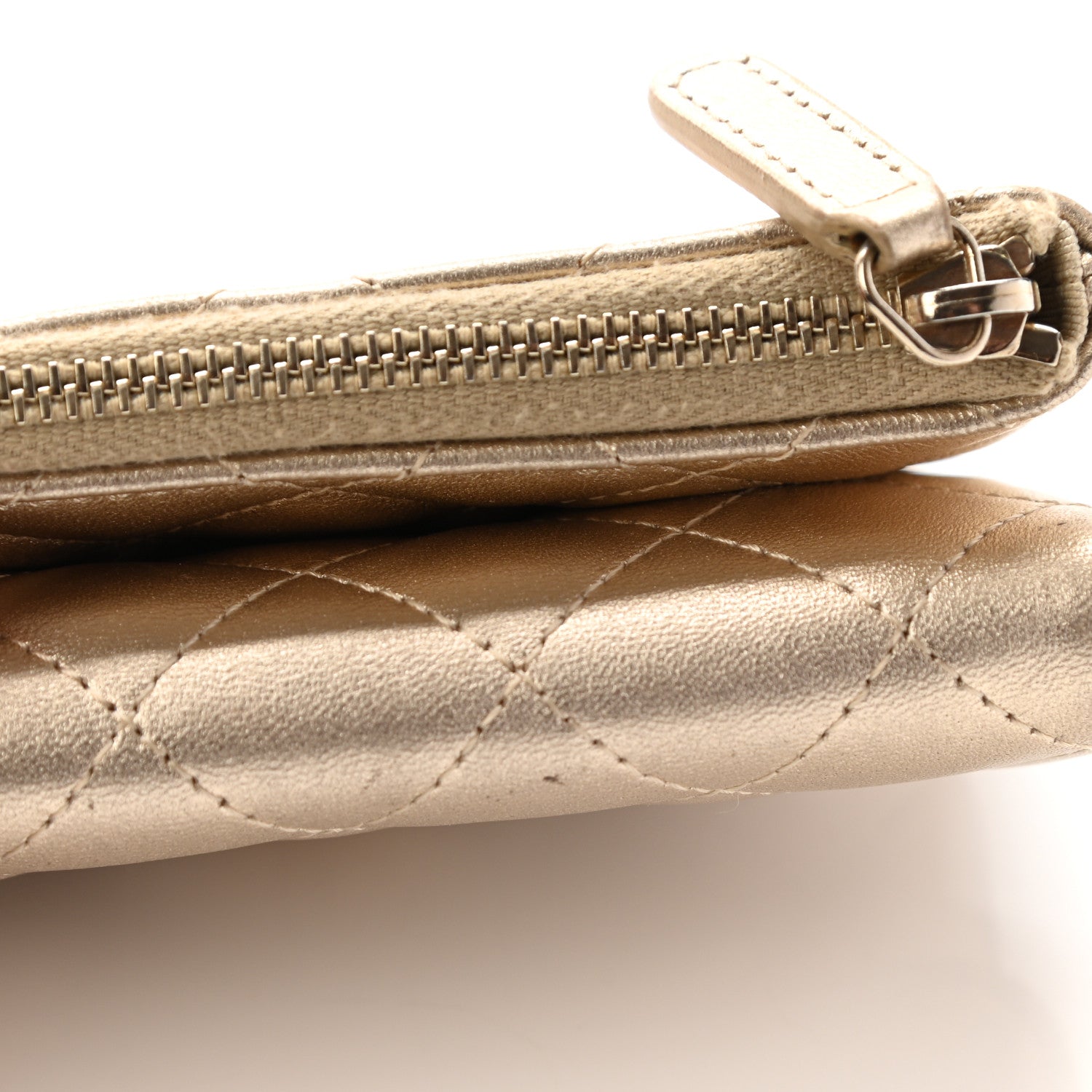 Chanel Metallic Lambskin Quilted Flap Card Holder Wallet Gold 12 of 17