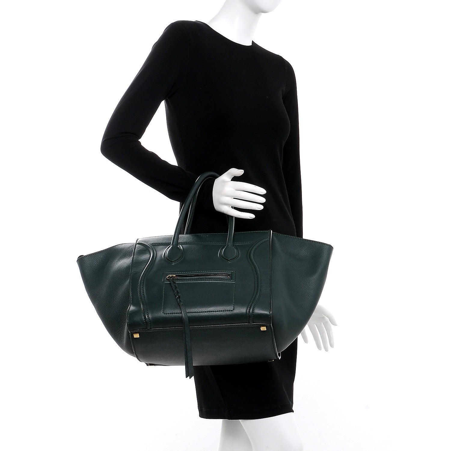 Celine Supple Calfskin Medium Phantom Luggage Bottle Green 2 of 12