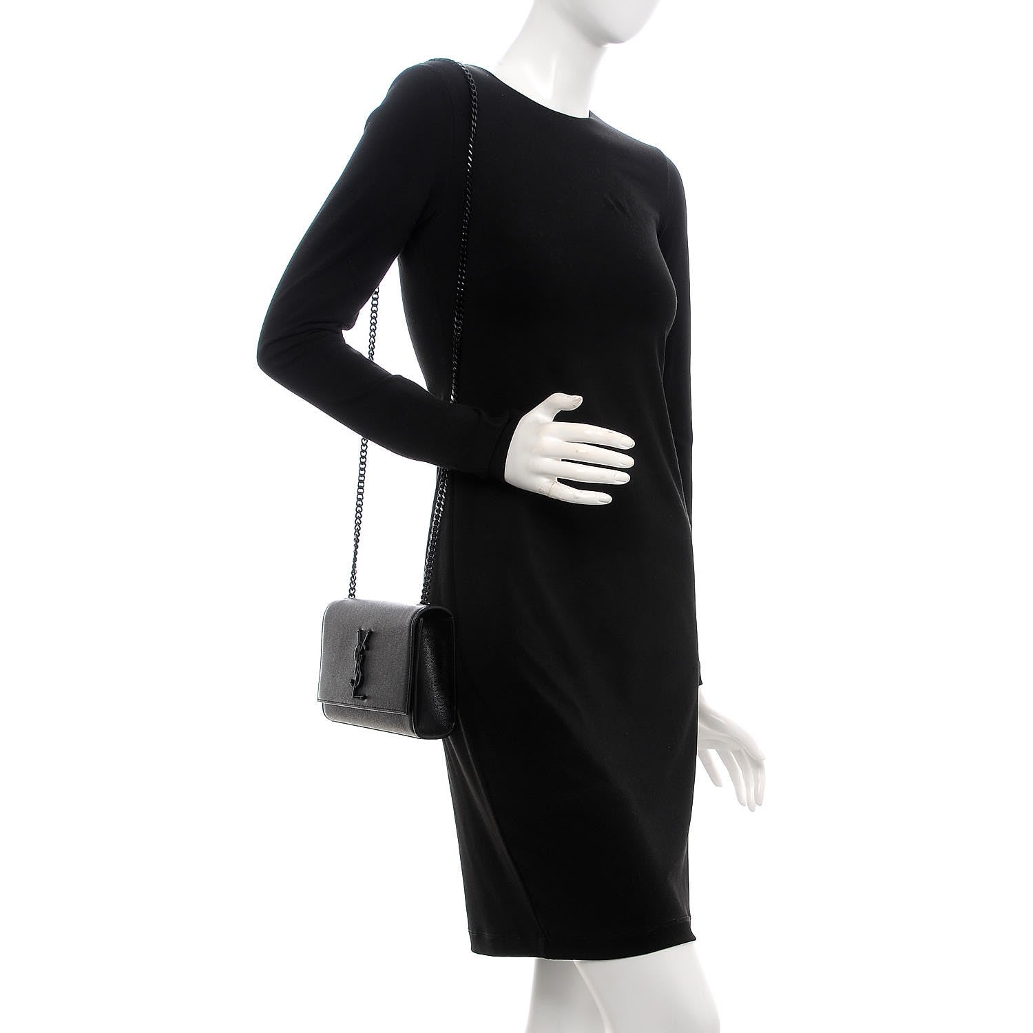 Saint Laurent Grain De Poudre Small Monogram Kate Satchel Black 2 of 6