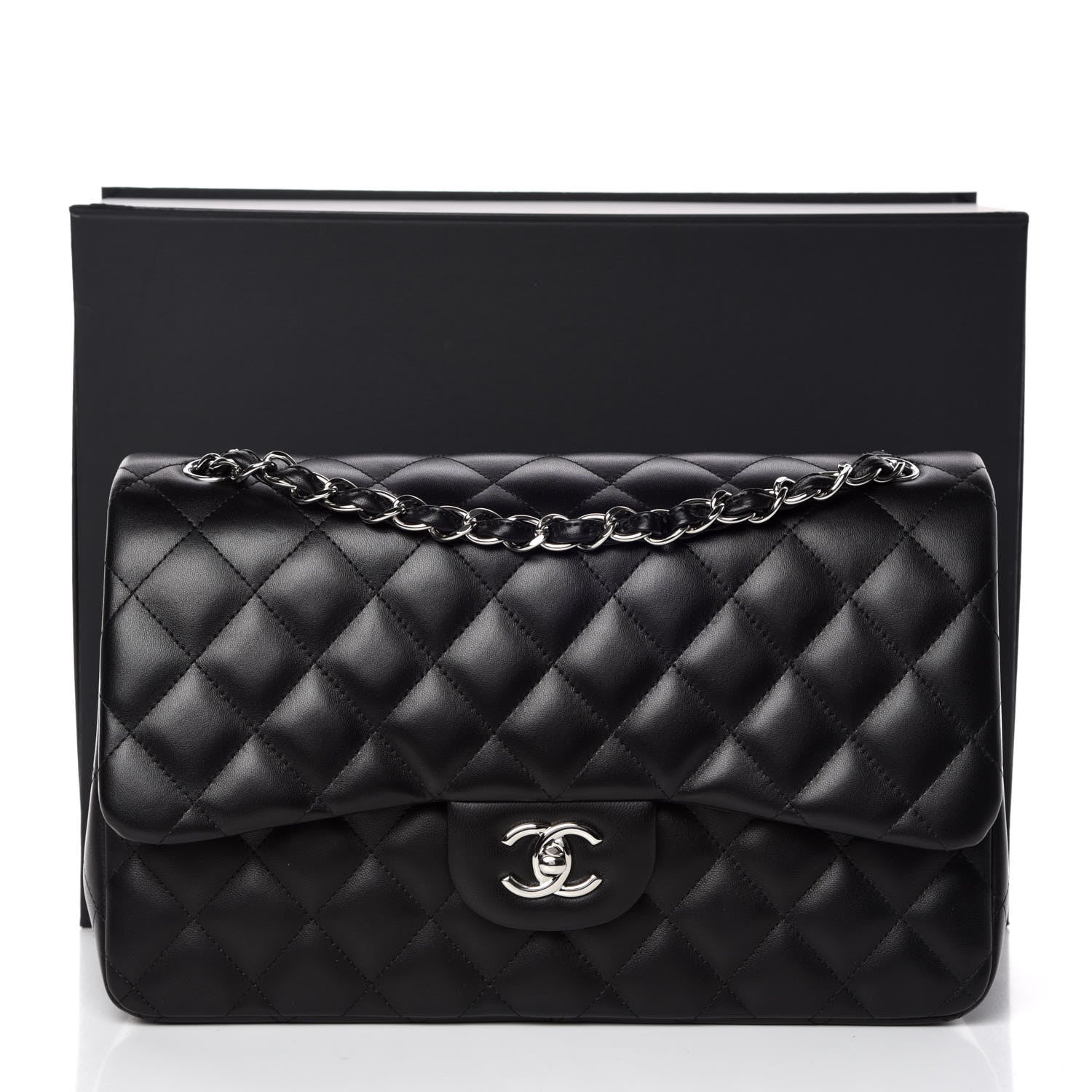 Chanel Lambskin Quilted Jumbo Double Flap Black 12 of 12