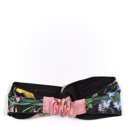 Gucci Silk Floral Snake Print Headband Black Pink 2 of 4