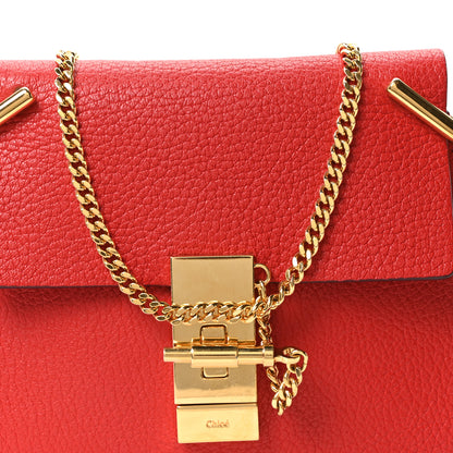 Chloe Grained Lambskin Mini Drew Shoulder Bag Plaid Red 7 of 9