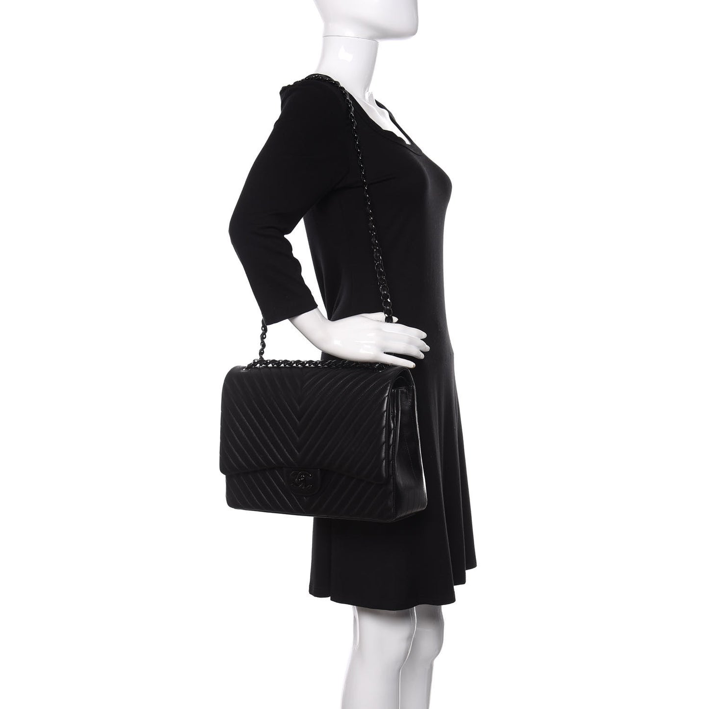 Lambskin Chevron Quilted Maxi Double Flap So Black