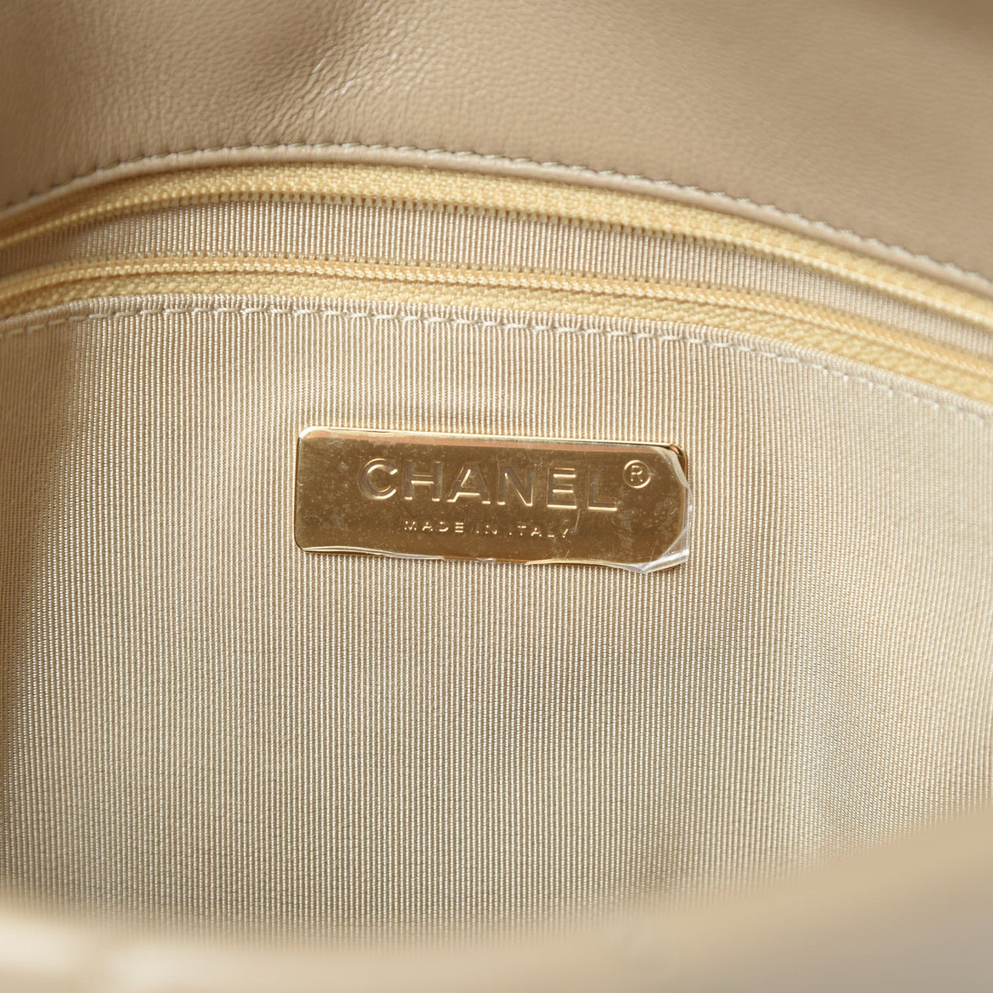 Lambskin Quilted Medium Chanel 19 Flap Dark Beige