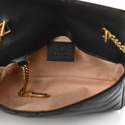 Gucci Calfskin Matelasse Super Mini GG Marmont Shoulder Bag Black 5 of 11