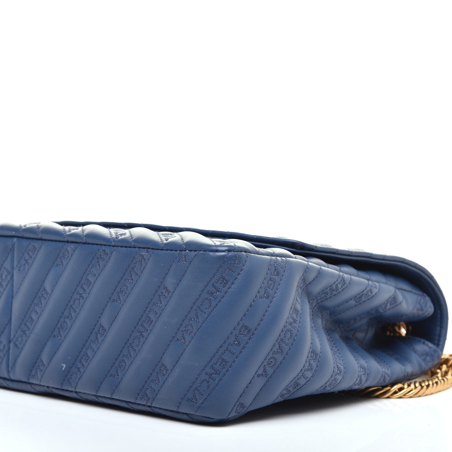 Calfskin Logo Matelasse Large BB Flap Chain Shoulder Bag Bleu Tanzanite
