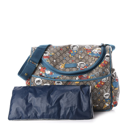 Gucci GG Supreme Monogram Space Cats Diaper Bag Turquoise 1 of 11
