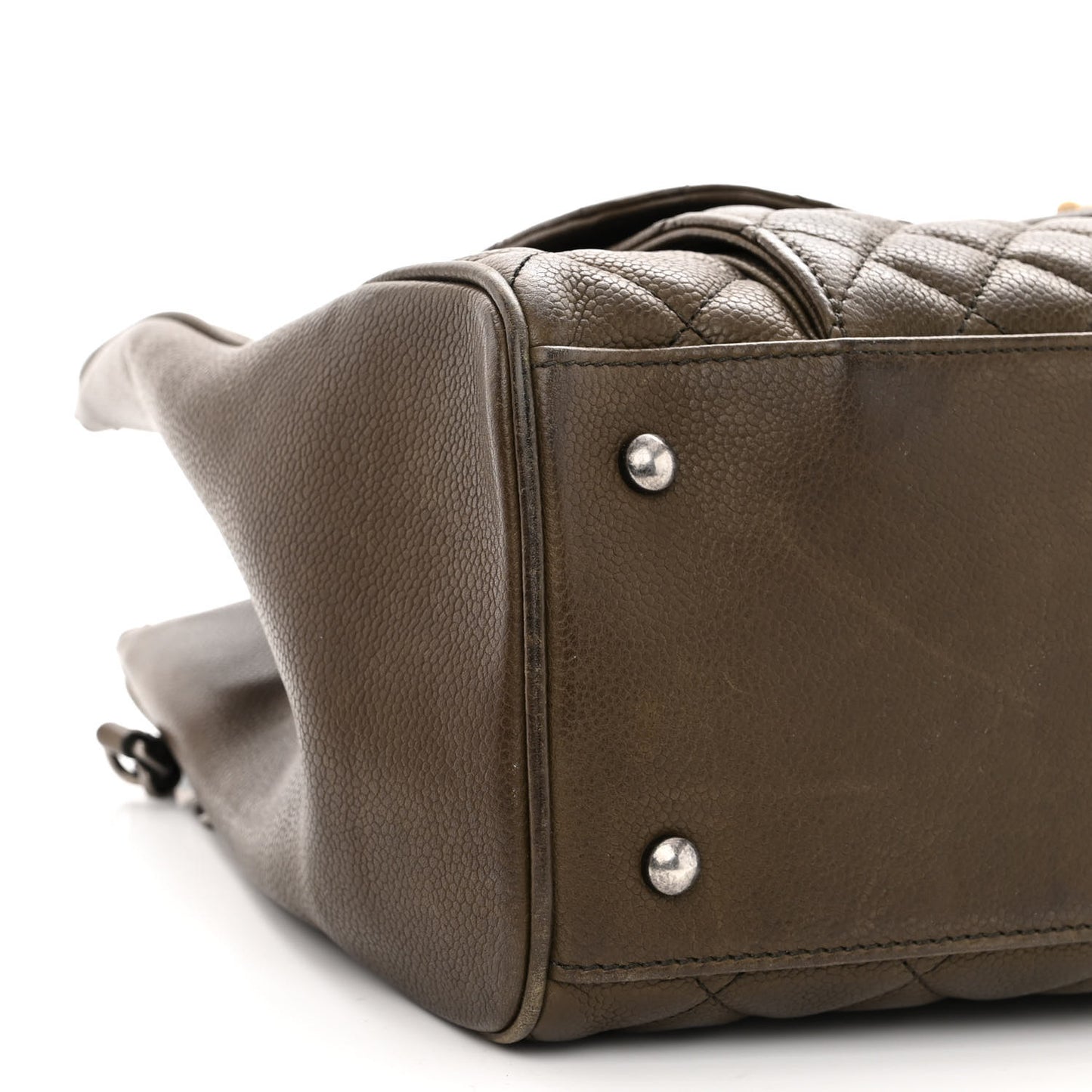 Caviar Quilted Large Casual Pocket Tote Khaki