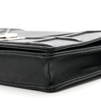 Christian Dior Grained Calfskin Diorama Wallet on Chain Pouch Black 10 of 10