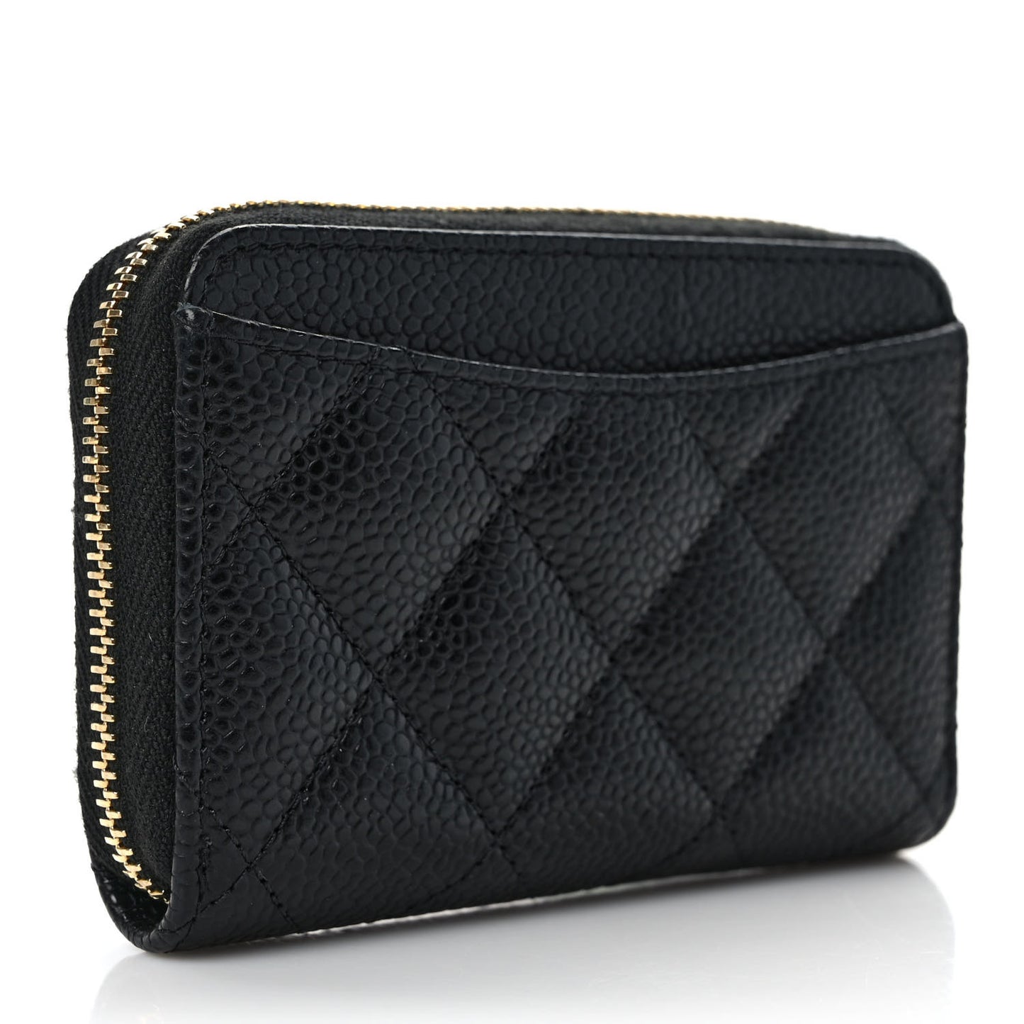 Caviar Quilted Zip Coin Purse Black