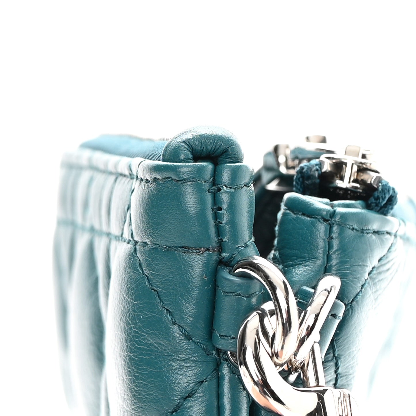 Supple Calfskin Cannage Caro Multifunctional Pouch Deep Ocean