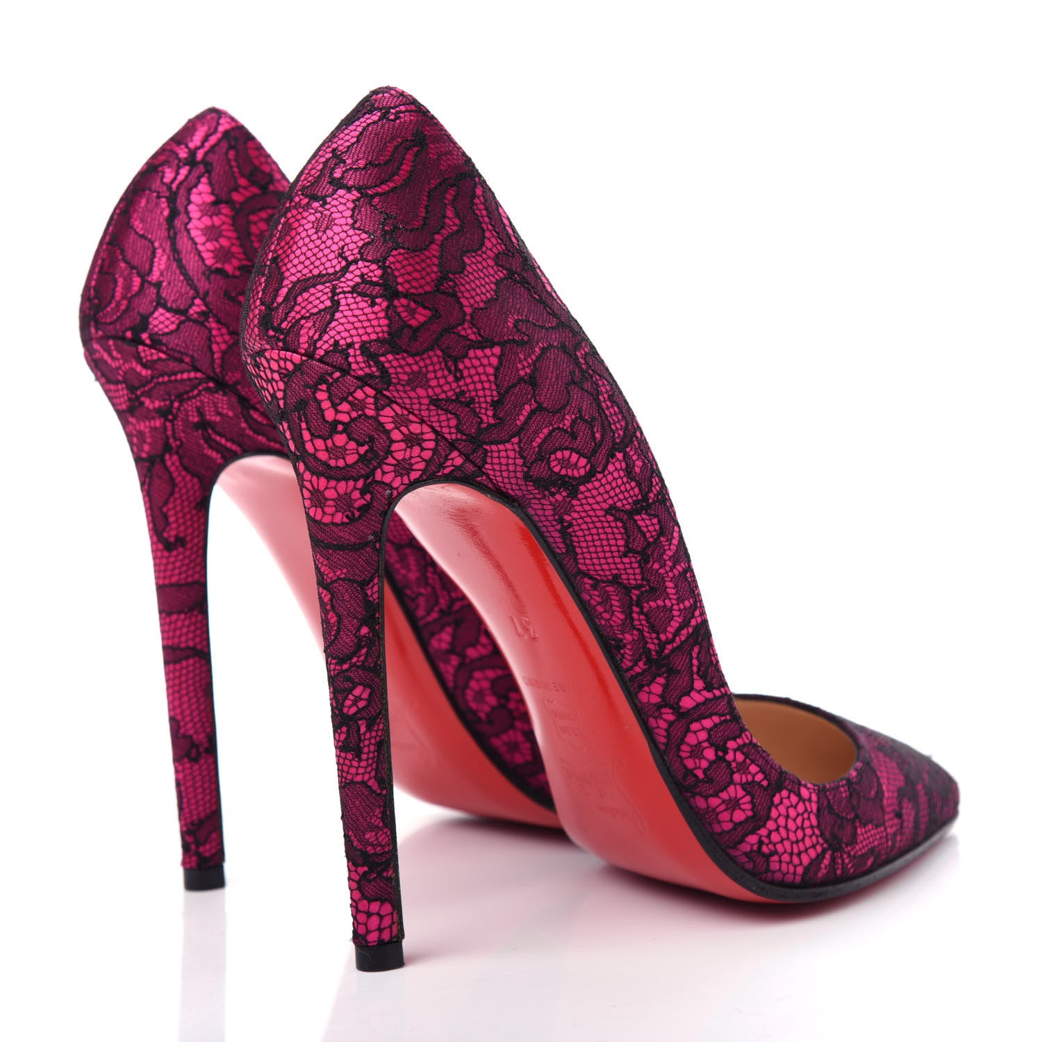 Christian Louboutin Lace Pigalle Follies 120 Pumps 37 Fuchsia 4 of 9