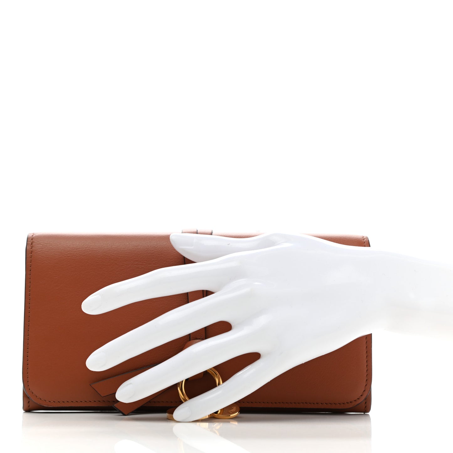 Calfskin Alphabet Long Wallet Brown