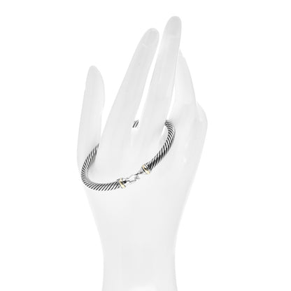 David Yurman Sterling Silver 18K Yellow Gold 5mm Cable Classic Buckle Bracelet 2 of 4