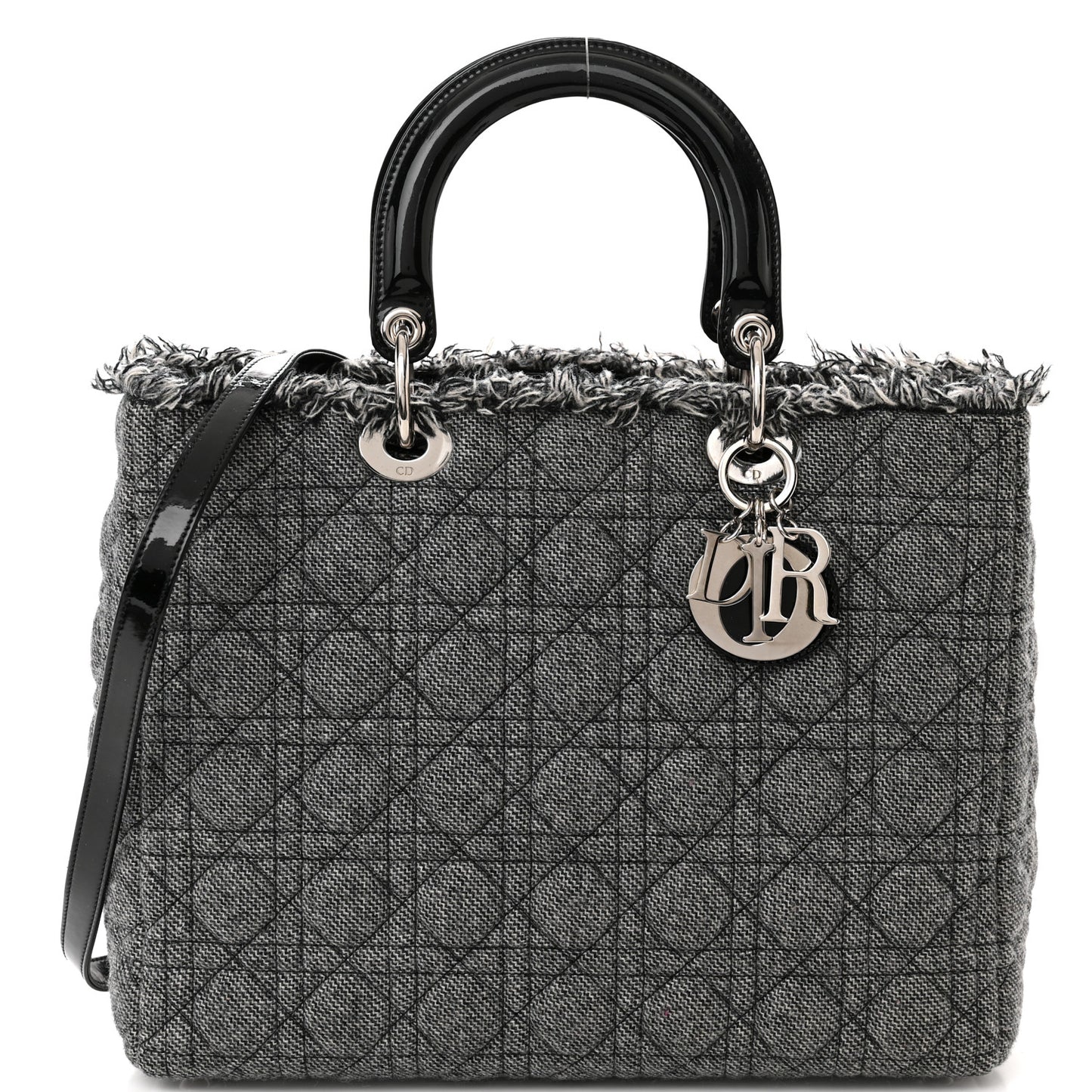 Tweed Cannage Large Lady Dior Black