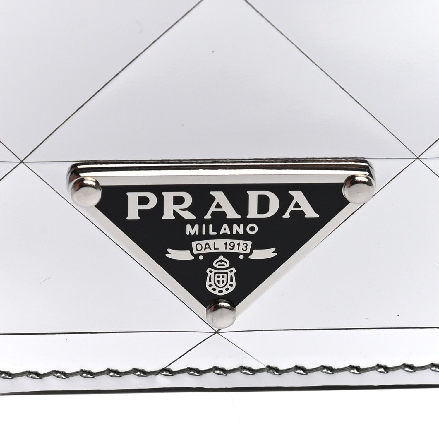 Prada Spazzolato Triangle Patterned Card Holder Argento 5 of 7
