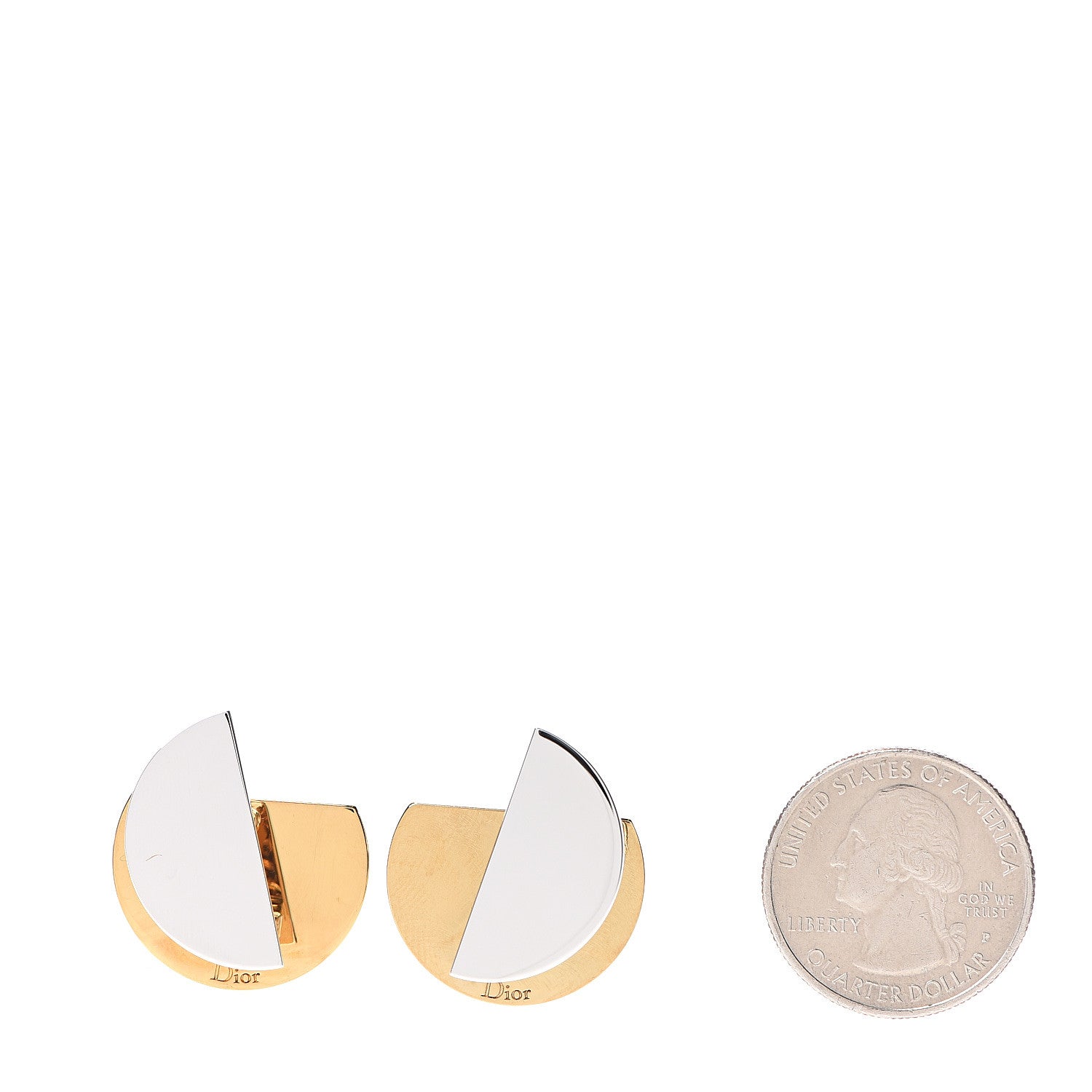 Christian Dior Half Moon Earring Gold Silver 2 of 4