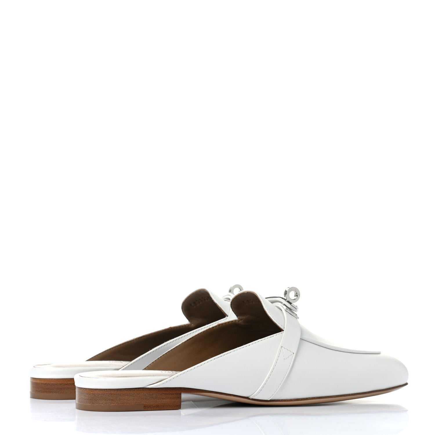 Hermes Calfskin Oz Mules 38 White 4 of 9