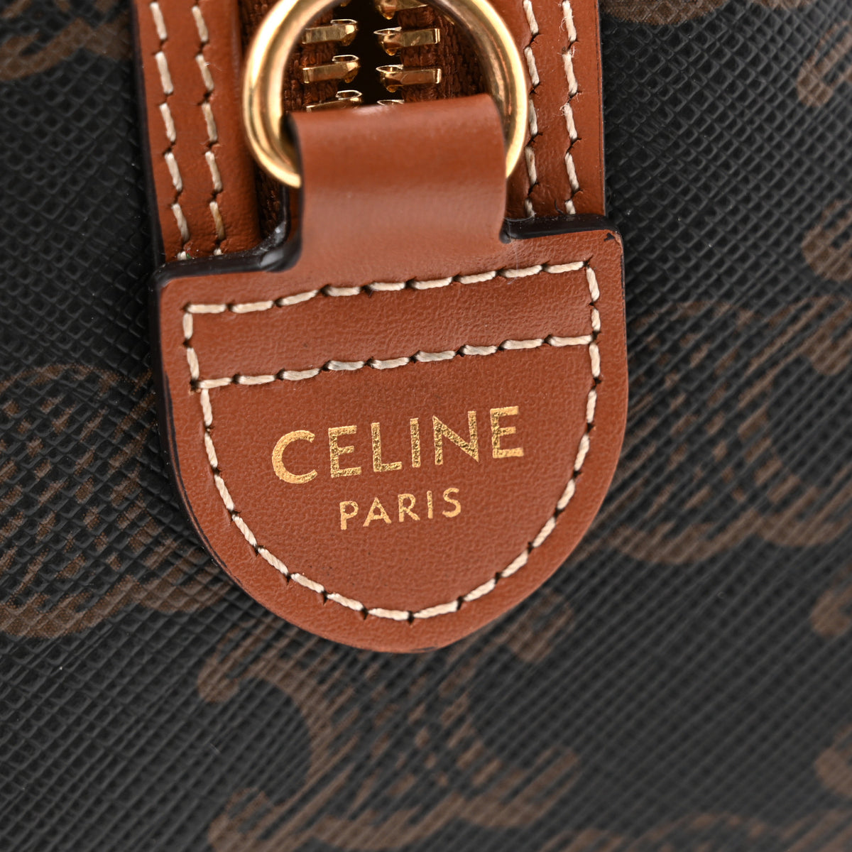 Triomphe Canvas Calfskin Small Boston Bag Tan