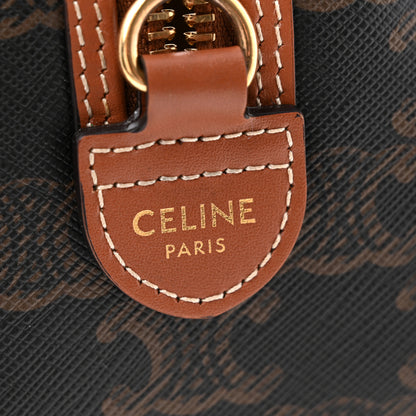 Celine Triomphe Canvas Calfskin Small Boston Bag Tan 6 of 12