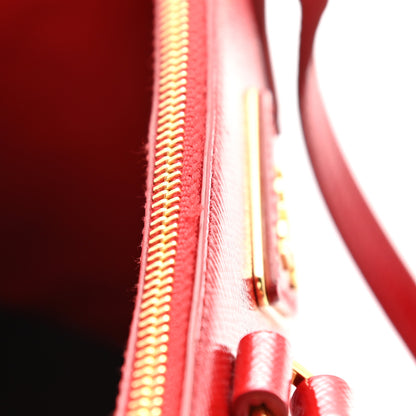 Prada Saffiano Vernice Mini Double Zip Tote Rosso 12 of 12