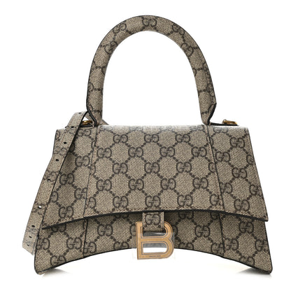 Balenciaga X GUCCI GG Supreme Monogram Small Hourglass Top Handle Bag Beige Ebony 1 of 8