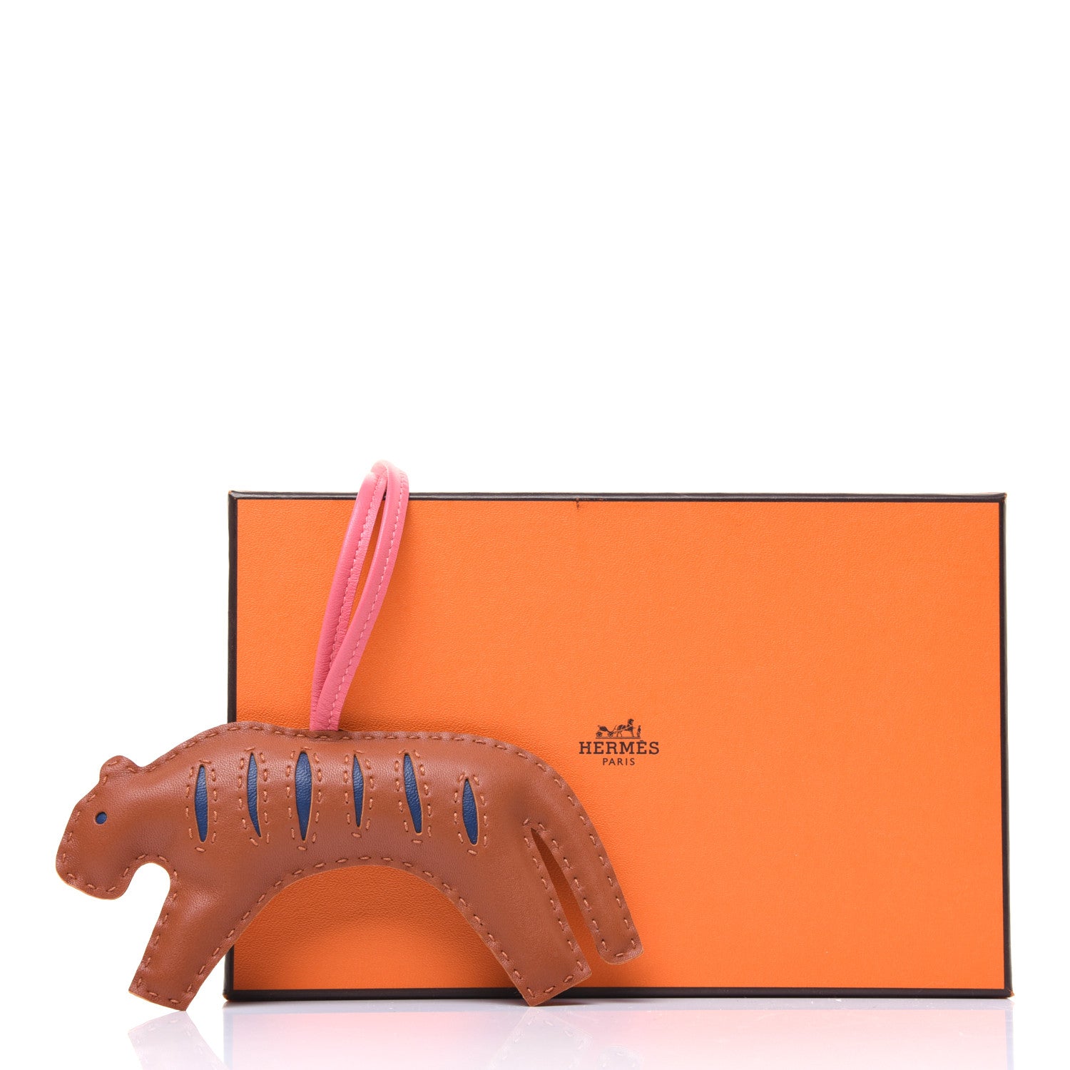 Hermes Milo Lambskin Rooroo Bag Charm Pain D'Epice Bleu de Malte Rose Azalee 4 of 4