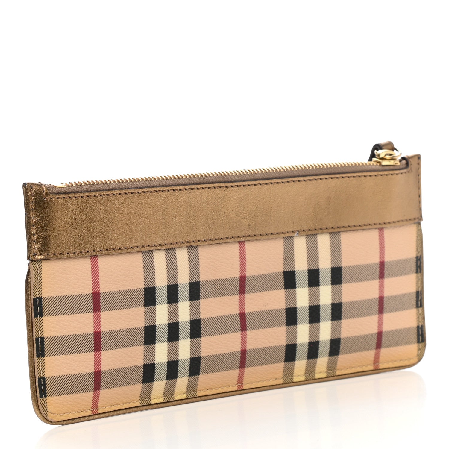Burberry Haymarket Check Zip Pouch Gold 3 of 6