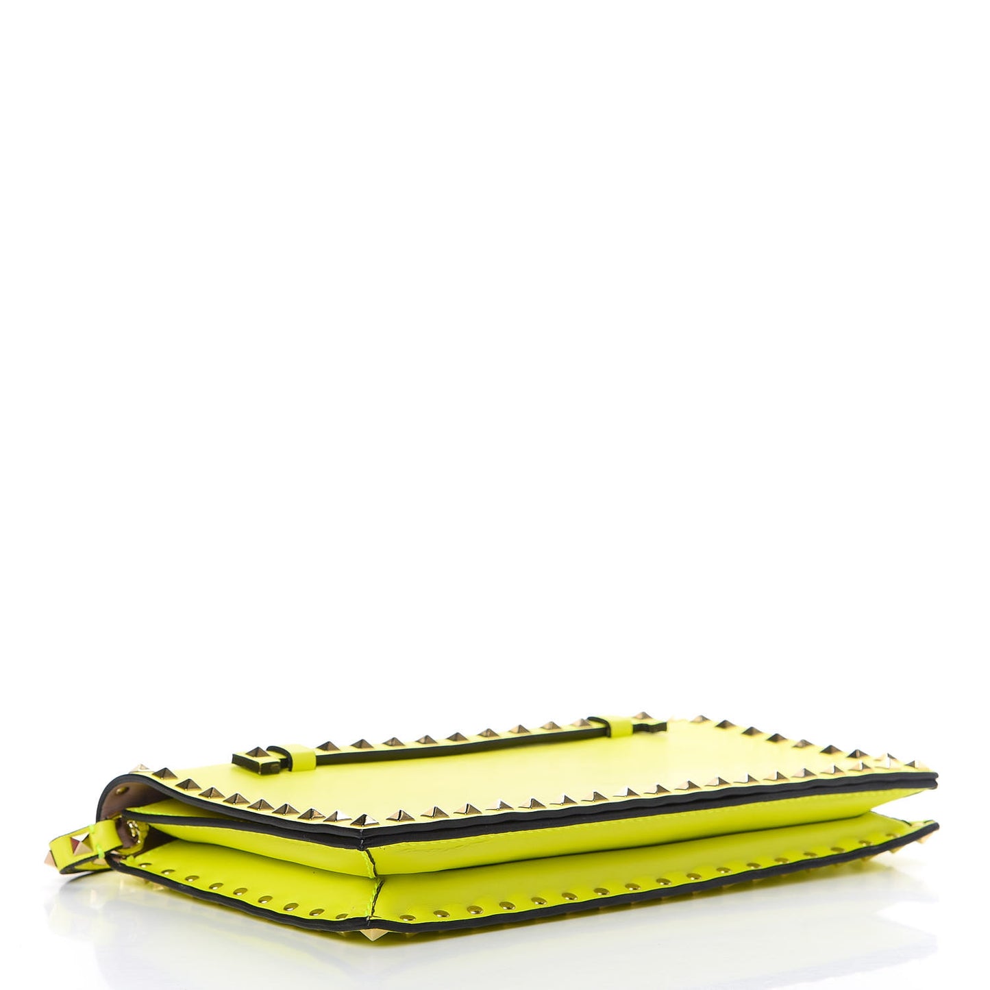 Nappa Rockstud Wristlet Clutch Yellow Fluo