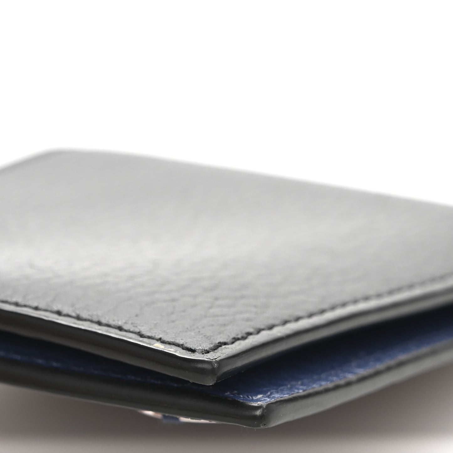 Dollar Calfskin Bi-Color Interlocking G Bi-Fold Wallet Black Caspian