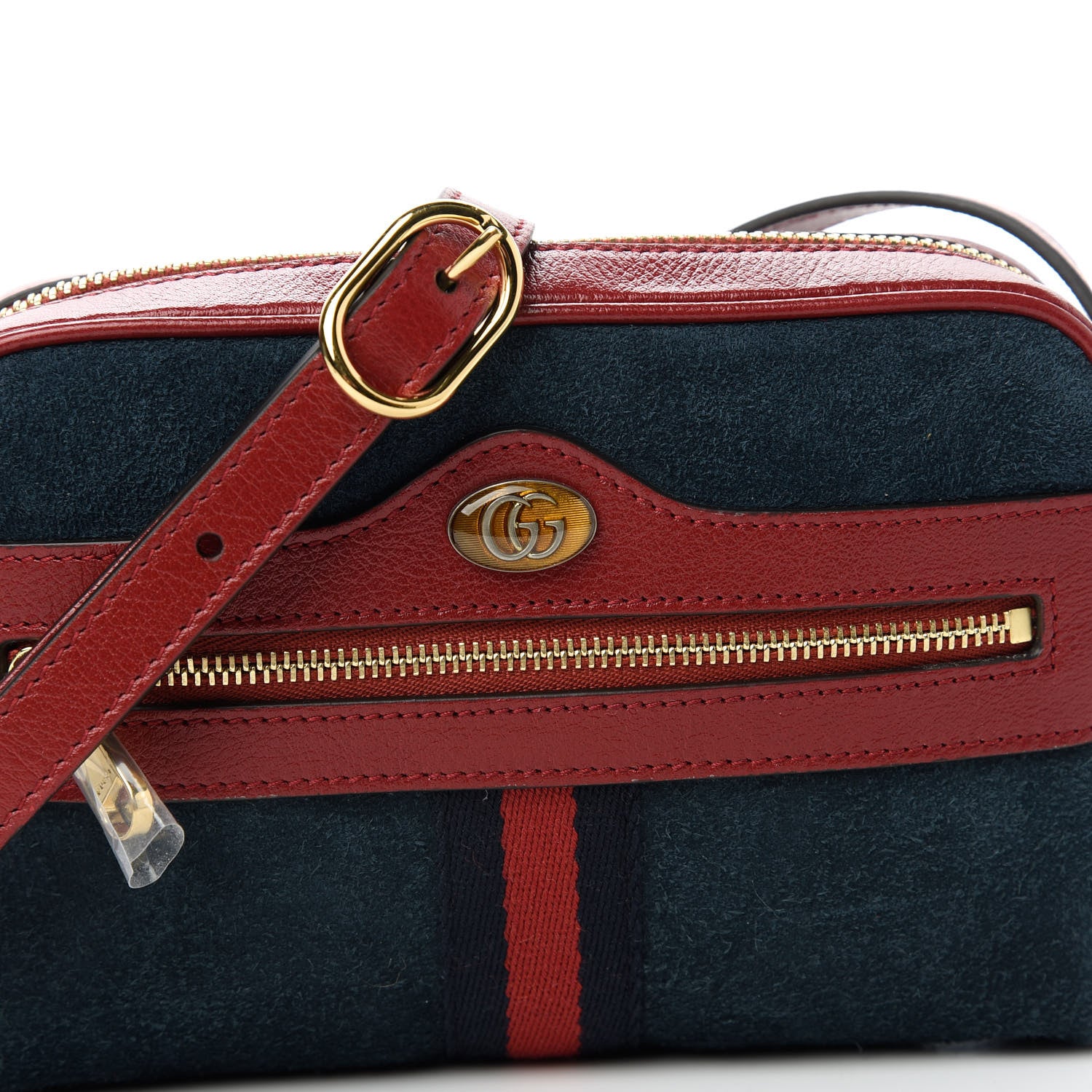 Gucci Suede Calfskin Web Mini Ophidia Shoulder Bag New Blue Romantic Cherry 10 of 10