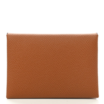 Hermes Epsom Calvi Duo Card Case Gold 1 of 7