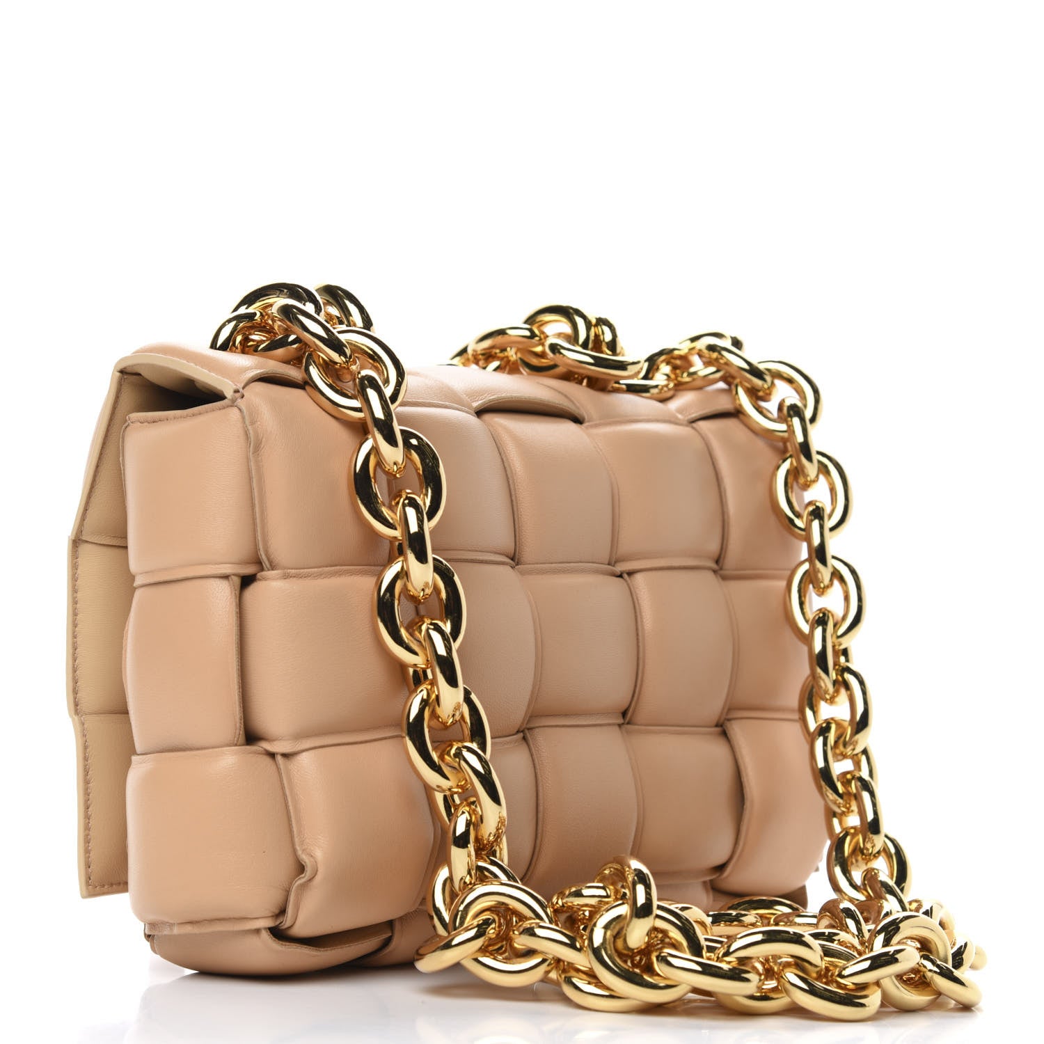 Bottega Veneta Lambskin Maxi Intreccio Padded Chain Cassette Crossbody Bag Almond 2 of 9
