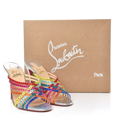 Christian Louboutin Specchio Calfskin Crystal Marthastrass 100 Slide Sandals 40 Silver Multicolor 10 of 10