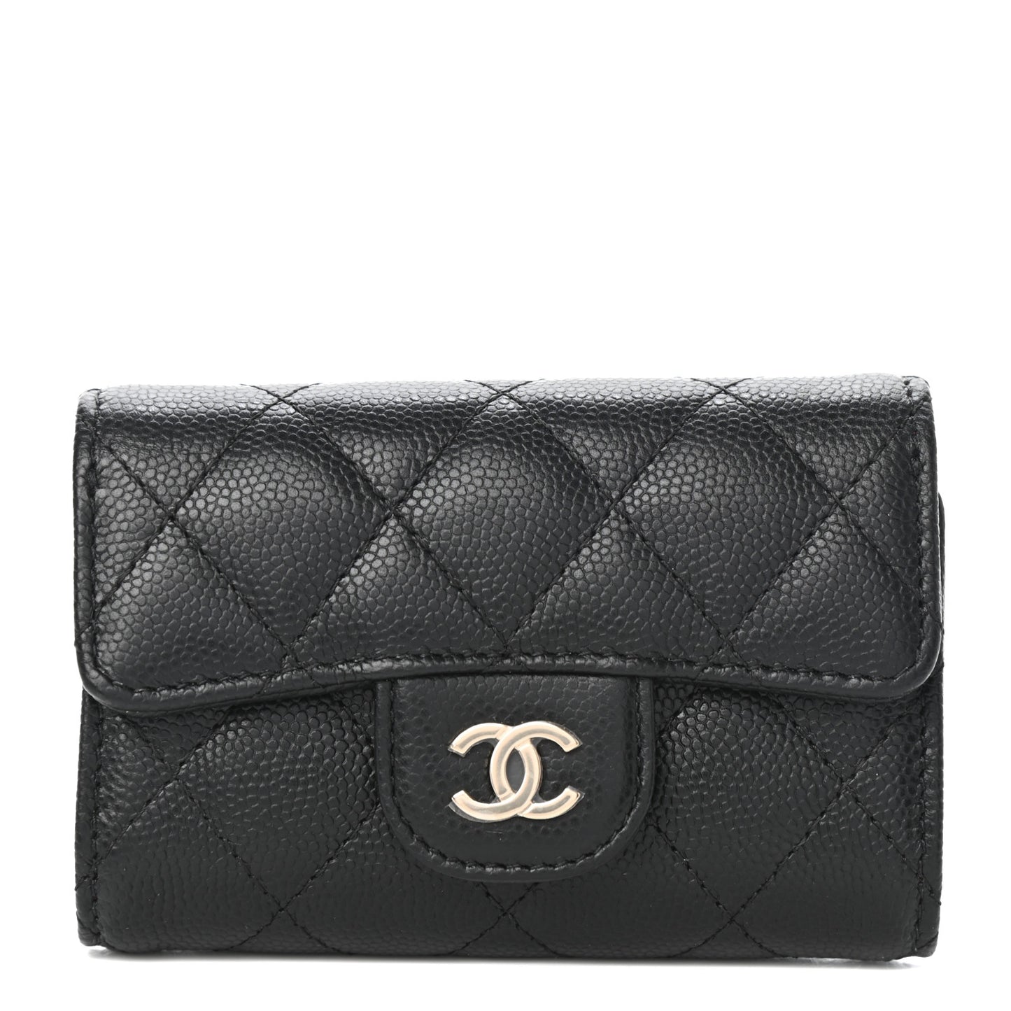 Caviar Quilted Classic 4 Key Holder Wallet Black
