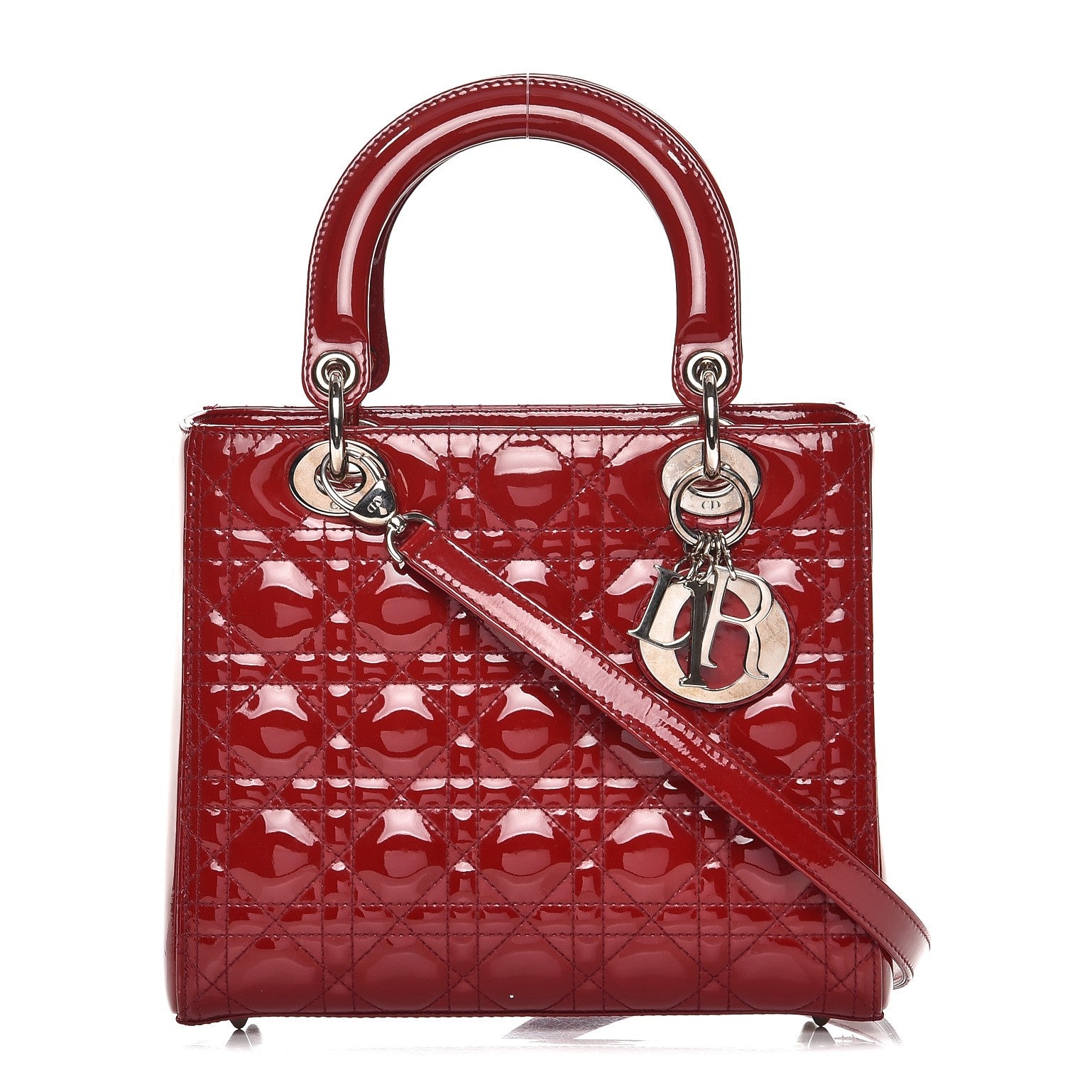 Christian Dior Patent Cannage Medium Lady Dior Red 1 of 9