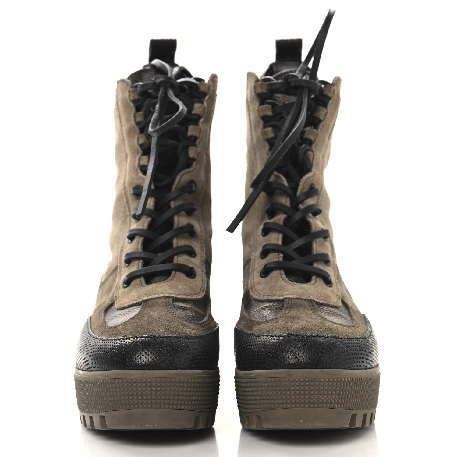 Louis Vuitton Suede Calfskin Monogram Laureate Platform Desert Boots 37.5 Taupe 3 of 9