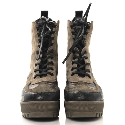 Louis Vuitton Suede Calfskin Monogram Laureate Platform Desert Boots 37.5 Taupe 3 of 9