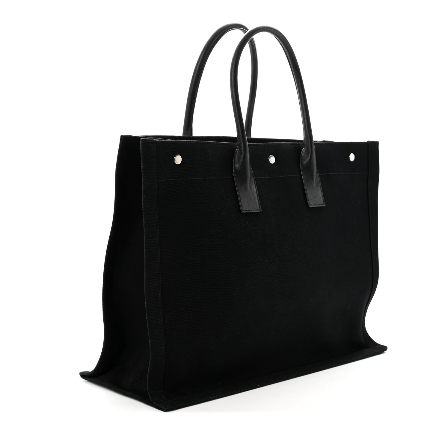Linen Calfskin Rive Gauche Tote Black