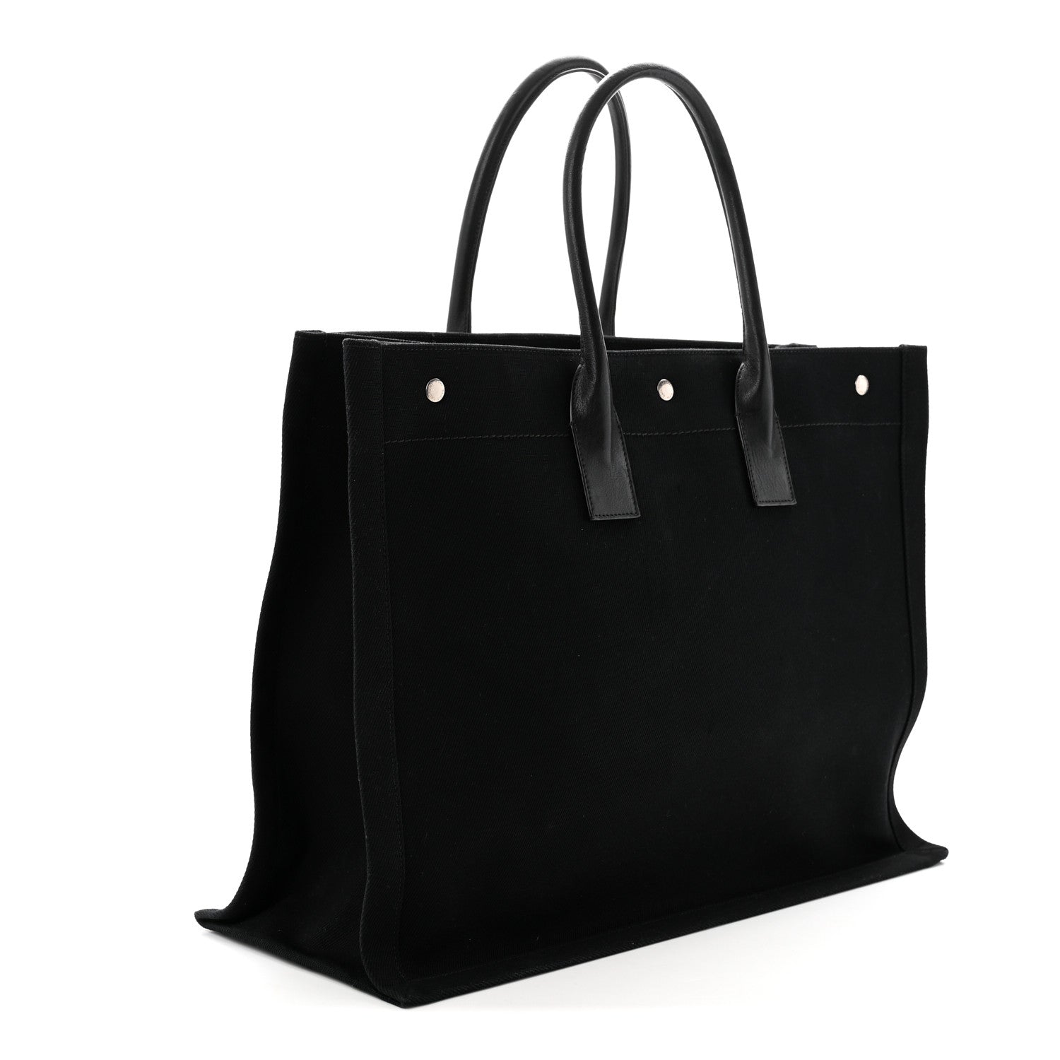 Saint Laurent Linen Calfskin Rive Gauche Tote Black 3 of 10
