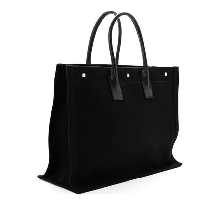 Saint Laurent Linen Calfskin Rive Gauche Tote Black 3 of 10
