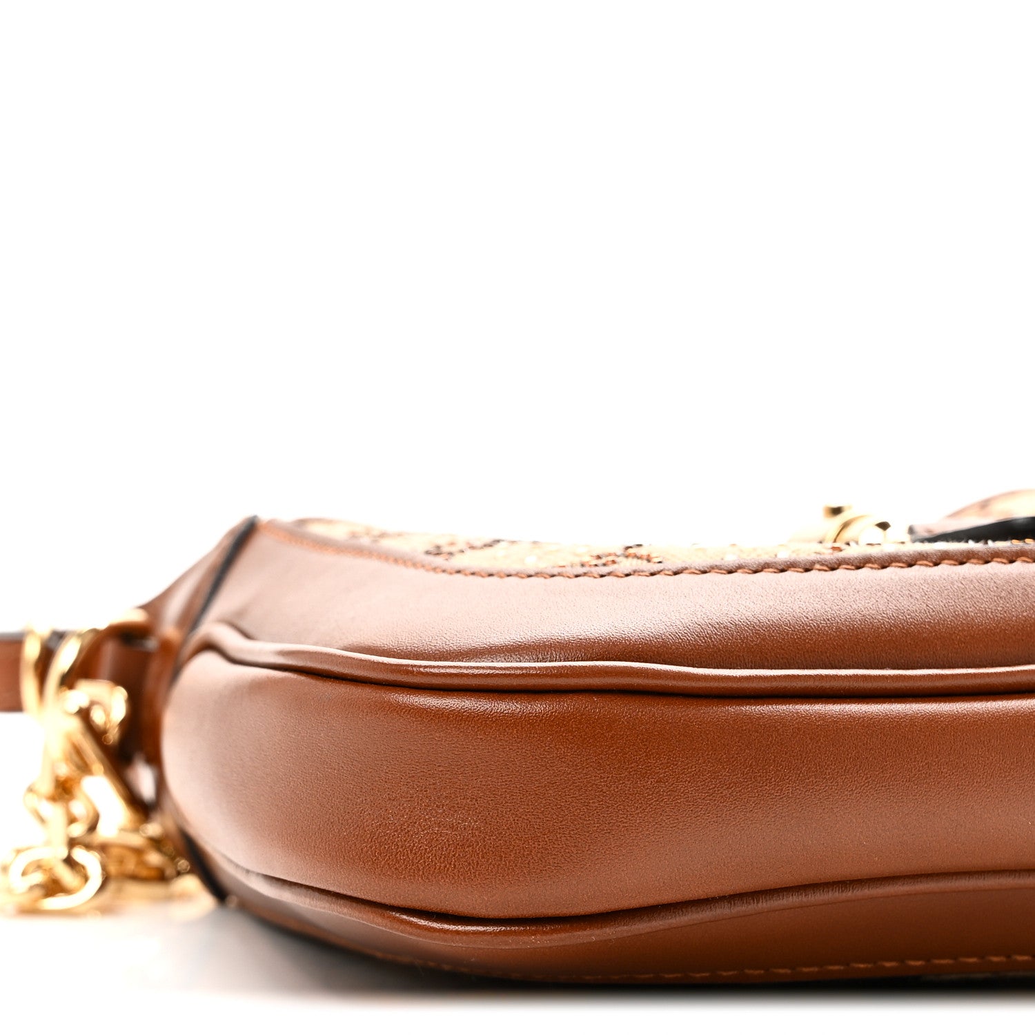 Gucci New Canvas Charisma Calfskin Crystal GG Monogram Mini Jackie 1961 Hobo Camel Ebony 9 of 10