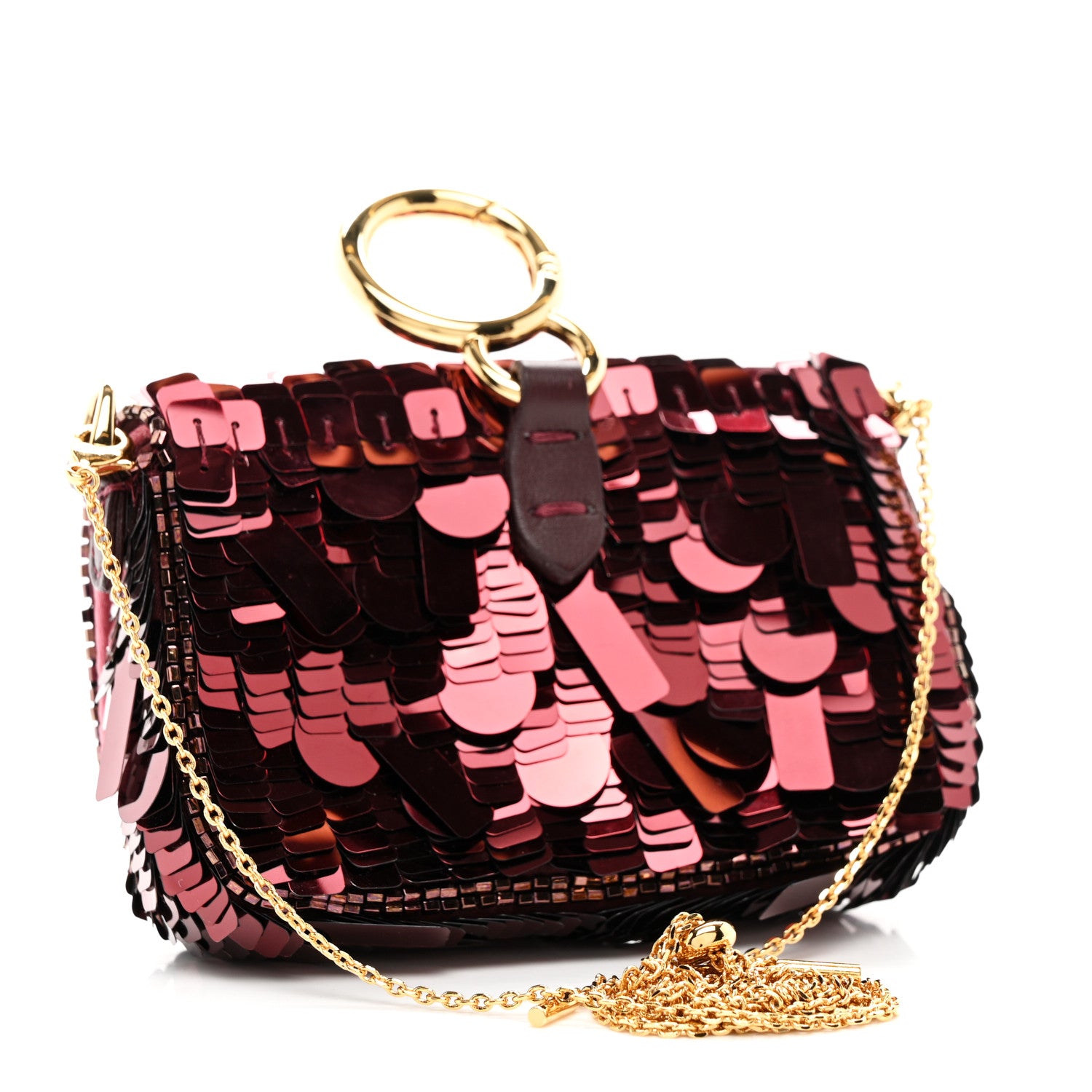 Fendi Sequin Paillettes Shiny Nappa Sex and the City Nano Maxi Buckle Baguette Charm Ciclamino Pilar 3 of 11