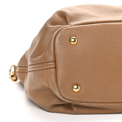 Miu Miu Vitello Daino Grommet Top Handle Tote Naturale 8 of 12